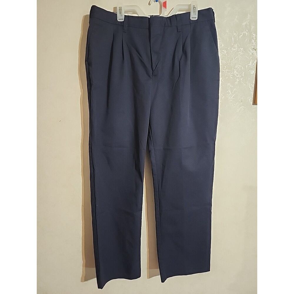 WearGuard Mens Work Pants Size 38 x 32 Pleated Creased Navy Blue